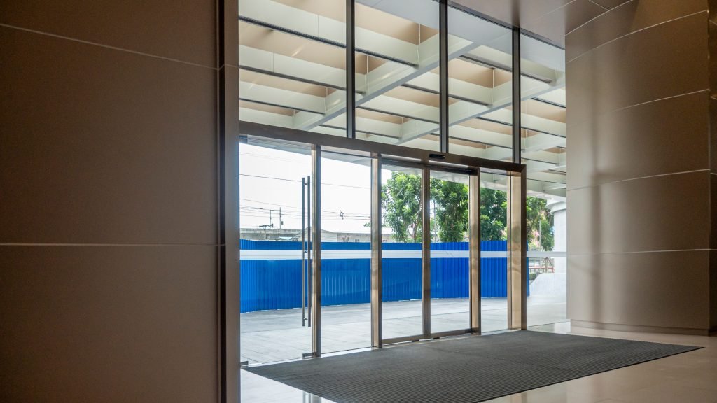 entrance door luxury of business office building.